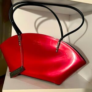 New Beijo Over the Moon Red Berry Tan Purse Handbag Shoulder Bag Pocket Book